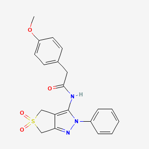 molecular formula C20H19N3O4S B2890445 N-(5,5-dioxo-2-phenyl-4,6-dihydrothieno[3,4-c]pyrazol-3-yl)-2-(4-methoxyphenyl)acetamide CAS No. 681266-16-0