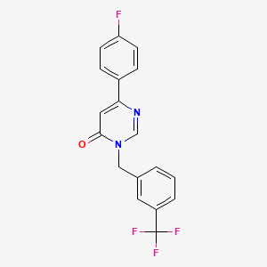 molecular formula C18H12F4N2O B2890447 6-(4-fluorophenyl)-3-(3-(trifluoromethyl)benzyl)pyrimidin-4(3H)-one CAS No. 1105215-94-8