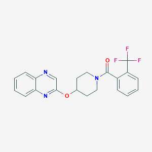 molecular formula C21H18F3N3O2 B2890454 (4-(Quinoxalin-2-yloxy)piperidin-1-yl)(2-(trifluoromethyl)phenyl)methanone CAS No. 1705249-29-1