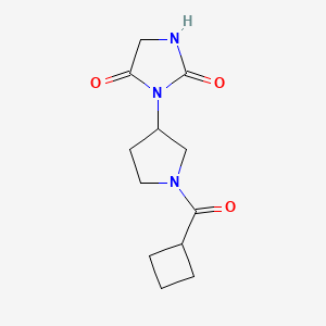 molecular formula C12H17N3O3 B2890457 3-(1-(Cyclobutanecarbonyl)pyrrolidin-3-yl)imidazolidine-2,4-dione CAS No. 2320227-12-9