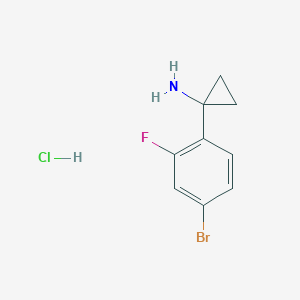 molecular formula C9H10BrClFN B2890459 1-(4-Bromo-2-fluorophenyl)cyclopropan-1-amine;hydrochloride CAS No. 1890912-98-7