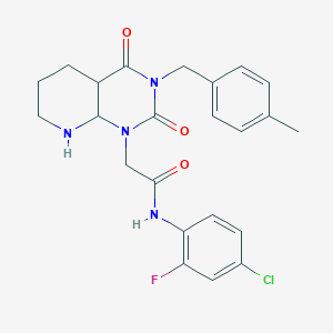 molecular formula C23H18ClFN4O3 B2890465 N-(4-chloro-2-fluorophenyl)-2-[3-[(4-methylphenyl)methyl]-2,4-dioxo-4a,5,6,7,8,8a-hexahydropyrido[2,3-d]pyrimidin-1-yl]acetamide CAS No. 902962-46-3