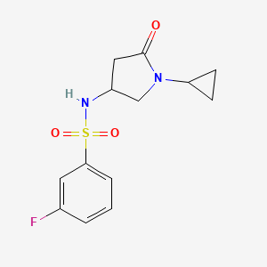 molecular formula C13H15FN2O3S B2890524 N-(1-cyclopropyl-5-oxopyrrolidin-3-yl)-3-fluorobenzenesulfonamide CAS No. 1396808-48-2