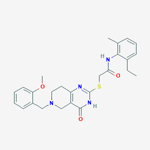 molecular formula C26H30N4O3S B2890541 N-(2-ethyl-6-methylphenyl)-2-{[6-(2-methoxybenzyl)-4-oxo-3,4,5,6,7,8-hexahydropyrido[4,3-d]pyrimidin-2-yl]sulfanyl}acetamide CAS No. 1326915-56-3