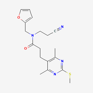N-(2-cyanoethyl)-3-[4,6-dimethyl-2-(methylsulfanyl)pyrimidin-5-yl]-N-[(furan-2-yl)methyl]propanamide