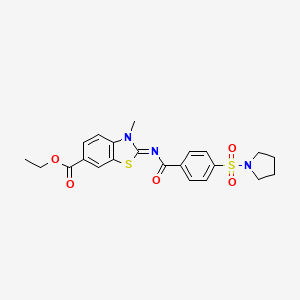 (E)-ethyl 3-methyl-2-((4-(pyrrolidin-1-ylsulfonyl)benzoyl)imino)-2,3-dihydrobenzo[d]thiazole-6-carboxylate