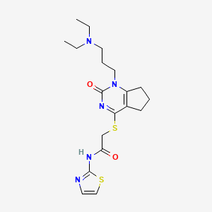 2-((1-(3-(diethylamino)propyl)-2-oxo-2,5,6,7-tetrahydro-1H-cyclopenta[d]pyrimidin-4-yl)thio)-N-(thiazol-2-yl)acetamide