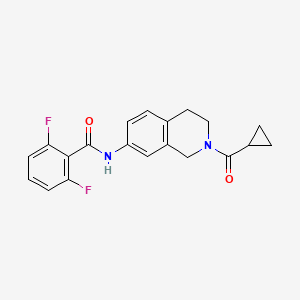 molecular formula C20H18F2N2O2 B2890603 N-(2-cyclopropanecarbonyl-1,2,3,4-tetrahydroisoquinolin-7-yl)-2,6-difluorobenzamide CAS No. 955765-45-4