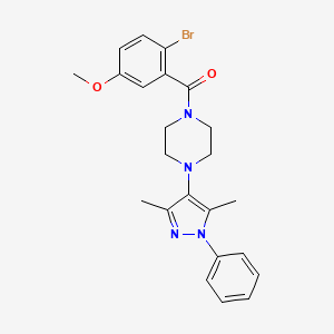 (2-bromo-5-methoxyphenyl)(4-(3,5-dimethyl-1-phenyl-1H-pyrazol-4-yl)piperazin-1-yl)methanone