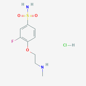 molecular formula C9H14ClFN2O3S B2890630 3-Fluoro-4-[2-(methylamino)ethoxy]benzene-1-sulfonamide hydrochloride CAS No. 1909337-51-4