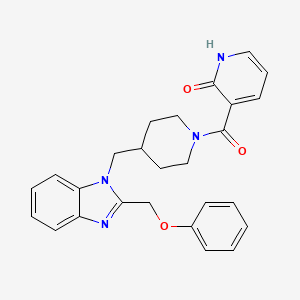 molecular formula C26H26N4O3 B2890640 3-(4-((2-(phenoxymethyl)-1H-benzo[d]imidazol-1-yl)methyl)piperidine-1-carbonyl)pyridin-2(1H)-one CAS No. 1207005-10-4