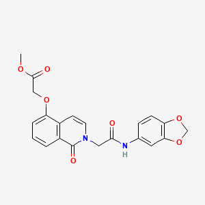 molecular formula C21H18N2O7 B2890752 methyl 2-[(2-{[(2H-1,3-benzodioxol-5-yl)carbamoyl]methyl}-1-oxo-1,2-dihydroisoquinolin-5-yl)oxy]acetate CAS No. 868225-15-4