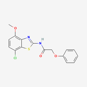 molecular formula C16H13ClN2O3S B2890765 N-(7-chloro-4-methoxy-1,3-benzothiazol-2-yl)-2-phenoxyacetamide CAS No. 886950-08-9