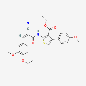 B2890792 Ethyl 2-[[(Z)-2-cyano-3-(3-methoxy-4-propan-2-yloxyphenyl)prop-2-enoyl]amino]-4-(4-methoxyphenyl)thiophene-3-carboxylate CAS No. 380455-57-2