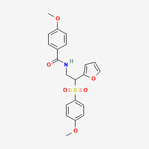 molecular formula C21H21NO6S B2890799 N-[2-(furan-2-yl)-2-(4-methoxybenzenesulfonyl)ethyl]-4-methoxybenzamide CAS No. 946243-06-7