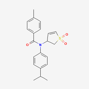 molecular formula C21H23NO3S B2890824 N-(1,1-dioxido-2,3-dihydrothiophen-3-yl)-N-(4-isopropylphenyl)-4-methylbenzamide CAS No. 863444-78-4