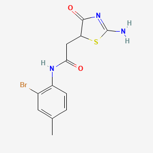 molecular formula C12H12BrN3O2S B2890828 N-(2-bromo-4-methylphenyl)-2-(2-imino-4-oxo-1,3-thiazolidin-5-yl)acetamide CAS No. 307543-74-4