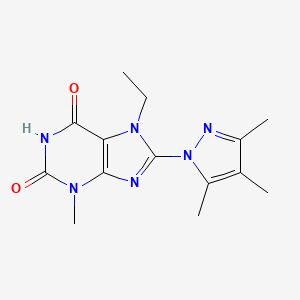 7-Ethyl-3-methyl-8-(3,4,5-trimethylpyrazolyl)-1,3,7-trihydropurine-2,6-dione