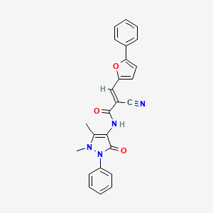 (E)-2-cyano-N-(1,5-dimethyl-3-oxo-2-phenyl-2,3-dihydro-1H-pyrazol-4-yl)-3-(5-phenylfuran-2-yl)acrylamide