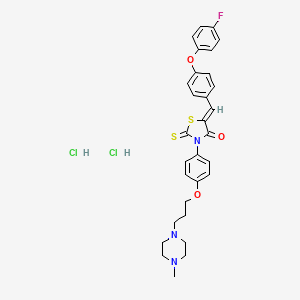 (5Z)-5-[[4-(4-Fluorophenoxy)phenyl]methylidene]-3-[4-[3-(4-methylpiperazin-1-yl)propoxy]phenyl]-2-sulfanylidene-1,3-thiazolidin-4-one;dihydrochloride