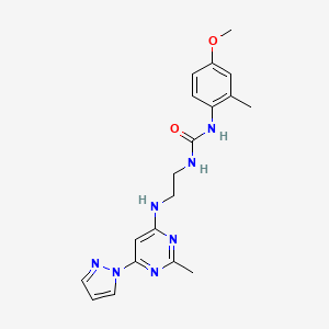 1-(4-methoxy-2-methylphenyl)-3-(2-((2-methyl-6-(1H-pyrazol-1-yl)pyrimidin-4-yl)amino)ethyl)urea