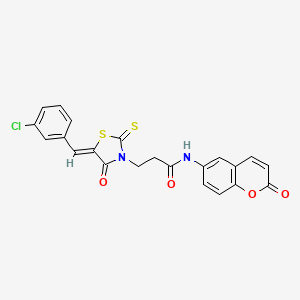 3-[(5Z)-5-(3-chlorobenzylidene)-4-oxo-2-thioxo-1,3-thiazolidin-3-yl]-N-(2-oxo-2H-chromen-6-yl)propanamide