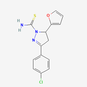 3-(4-chlorophenyl)-5-(furan-2-yl)-4,5-dihydro-1H-pyrazole-1-carbothioamide