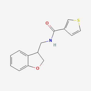 molecular formula C14H13NO2S B2890933 N-[(2,3-dihydro-1-benzofuran-3-yl)methyl]thiophene-3-carboxamide CAS No. 2097857-92-4