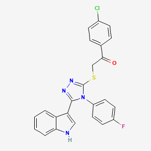 molecular formula C24H16ClFN4OS B2890944 1-(4-chlorophenyl)-2-((4-(4-fluorophenyl)-5-(1H-indol-3-yl)-4H-1,2,4-triazol-3-yl)thio)ethanone CAS No. 946359-88-2