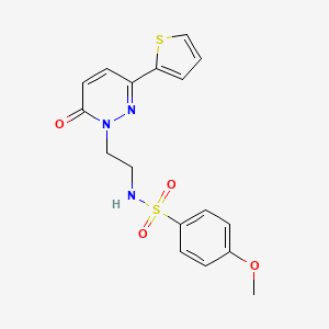 molecular formula C17H17N3O4S2 B2890945 4-methoxy-N-(2-(6-oxo-3-(thiophen-2-yl)pyridazin-1(6H)-yl)ethyl)benzenesulfonamide CAS No. 946264-96-6