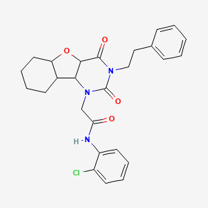 molecular formula C26H20ClN3O4 B2890948 N-(2-chlorophenyl)-2-[4,6-dioxo-5-(2-phenylethyl)-8-oxa-3,5-diazatricyclo[7.4.0.0^{2,7}]trideca-1(9),2(7),10,12-tetraen-3-yl]acetamide CAS No. 1326854-65-2