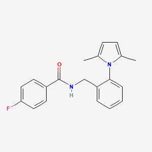 molecular formula C20H19FN2O B2890952 N-[2-(2,5-dimethyl-1H-pyrrol-1-yl)benzyl]-4-fluorobenzenecarboxamide CAS No. 860610-25-9