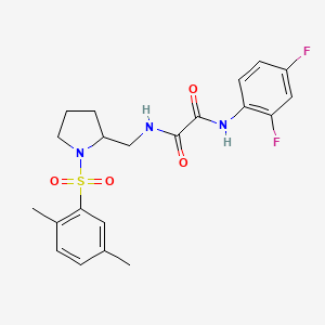 molecular formula C21H23F2N3O4S B2891019 N'-(2,4-difluorophenyl)-N-{[1-(2,5-dimethylbenzenesulfonyl)pyrrolidin-2-yl]methyl}ethanediamide CAS No. 896287-20-0