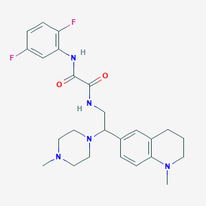 molecular formula C25H31F2N5O2 B2891026 N'-(2,5-difluorophenyl)-N-[2-(1-methyl-1,2,3,4-tetrahydroquinolin-6-yl)-2-(4-methylpiperazin-1-yl)ethyl]ethanediamide CAS No. 922121-03-7
