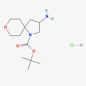 molecular formula C13H25ClN2O3 B2891030 tert-butyl 3-amino-8-oxa-1-azaspiro[4.5]decane-1-carboxylate hydrochloride CAS No. 2253639-36-8