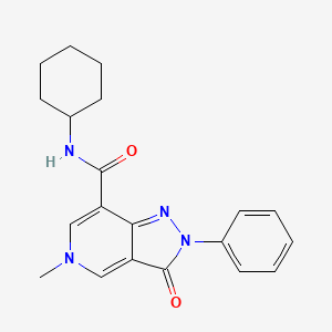 molecular formula C20H22N4O2 B2891079 N-cyclohexyl-5-methyl-3-oxo-2-phenyl-2H,3H,5H-pyrazolo[4,3-c]pyridine-7-carboxamide CAS No. 923184-55-8