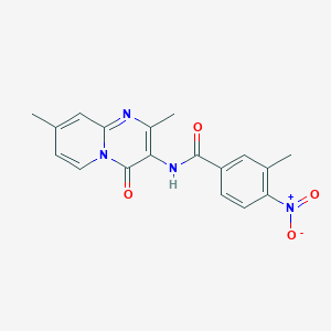 molecular formula C18H16N4O4 B2891085 N-{2,8-dimethyl-4-oxo-4H-pyrido[1,2-a]pyrimidin-3-yl}-3-methyl-4-nitrobenzamide CAS No. 946256-76-4