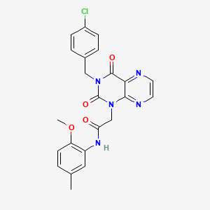 molecular formula C23H20ClN5O4 B2891103 2-(3-(4-chlorobenzyl)-2,4-dioxo-3,4-dihydropteridin-1(2H)-yl)-N-(2-methoxy-5-methylphenyl)acetamide CAS No. 1359154-05-4