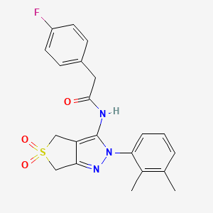 molecular formula C21H20FN3O3S B2891215 N-[2-(2,3-dimethylphenyl)-5,5-dioxo-2H,4H,6H-5lambda6-thieno[3,4-c]pyrazol-3-yl]-2-(4-fluorophenyl)acetamide CAS No. 450339-06-7