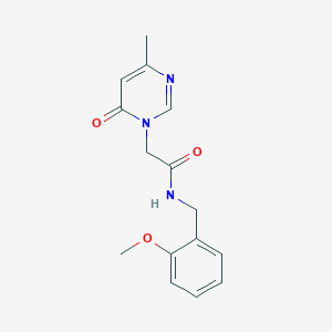 molecular formula C15H17N3O3 B2891216 N-(2-methoxybenzyl)-2-(4-methyl-6-oxopyrimidin-1(6H)-yl)acetamide CAS No. 1203315-19-8