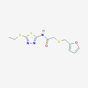 molecular formula C11H13N3O2S3 B2891250 N-[5-(ethylsulfanyl)-1,3,4-thiadiazol-2-yl]-2-{[(furan-2-yl)methyl]sulfanyl}acetamide CAS No. 403836-26-0