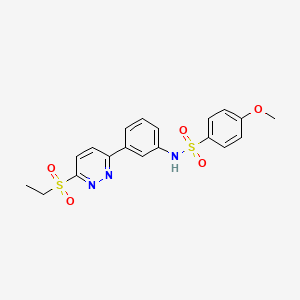 molecular formula C19H19N3O5S2 B2891262 N-{3-[6-(ethanesulfonyl)pyridazin-3-yl]phenyl}-4-methoxybenzene-1-sulfonamide CAS No. 1005304-30-2