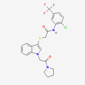 N-(2-chloro-5-(trifluoromethyl)phenyl)-2-((1-(2-oxo-2-(pyrrolidin-1-yl)ethyl)-1H-indol-3-yl)thio)acetamide