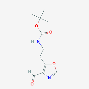 molecular formula C11H16N2O4 B2891297 Tert-butyl N-[2-(4-formyl-1,3-oxazol-5-yl)ethyl]carbamate CAS No. 2169530-25-8