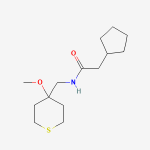 2-cyclopentyl-N-((4-methoxytetrahydro-2H-thiopyran-4-yl)methyl)acetamide
