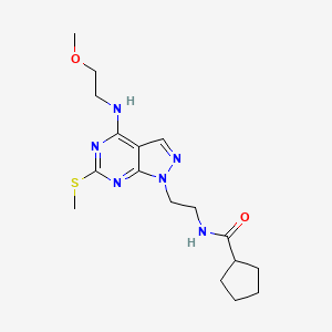 N-(2-(4-((2-methoxyethyl)amino)-6-(methylthio)-1H-pyrazolo[3,4-d]pyrimidin-1-yl)ethyl)cyclopentanecarboxamide