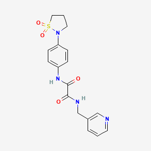 molecular formula C17H18N4O4S B2891340 N-[4-(1,1-dioxo-1lambda6,2-thiazolidin-2-yl)phenyl]-N'-[(pyridin-3-yl)methyl]ethanediamide CAS No. 1105205-75-1
