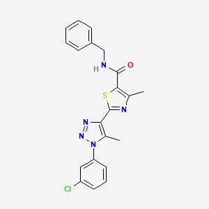 molecular formula C21H18ClN5OS B2891375 N-benzyl-2-[1-(3-chlorophenyl)-5-methyl-1H-1,2,3-triazol-4-yl]-4-methyl-1,3-thiazole-5-carboxamide CAS No. 1207032-68-5