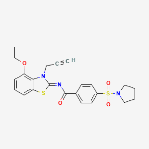 molecular formula C23H23N3O4S2 B2891377 N-[(2Z)-4-ethoxy-3-(prop-2-yn-1-yl)-2,3-dihydro-1,3-benzothiazol-2-ylidene]-4-(pyrrolidine-1-sulfonyl)benzamide CAS No. 868377-37-1
