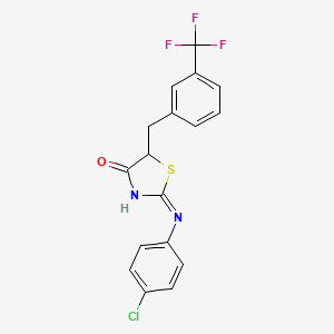 (E)-2-((4-chlorophenyl)imino)-5-(3-(trifluoromethyl)benzyl)thiazolidin-4-one